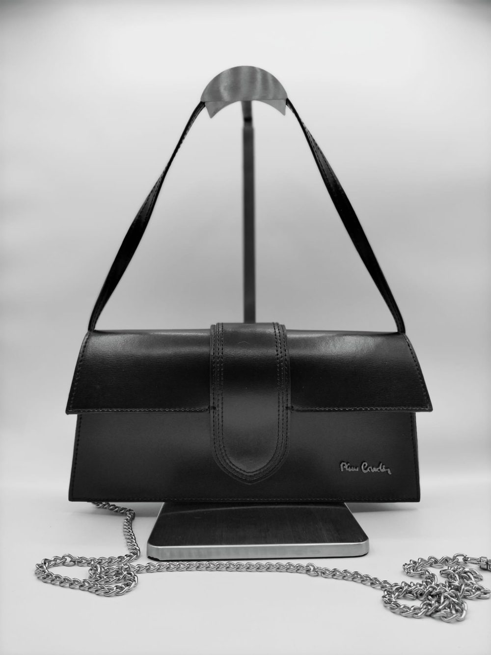 BORSA DOPPIA TRACOLLA, PELLE E CATENA PIERRE CARDIN - immagine 3