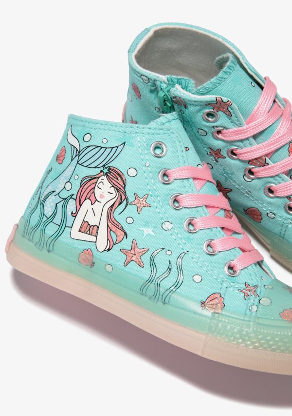 SNEAKERS ALTA, MODELLO CONVERSE CONGUITOS STAMPA SIRENETTA - immagine 3